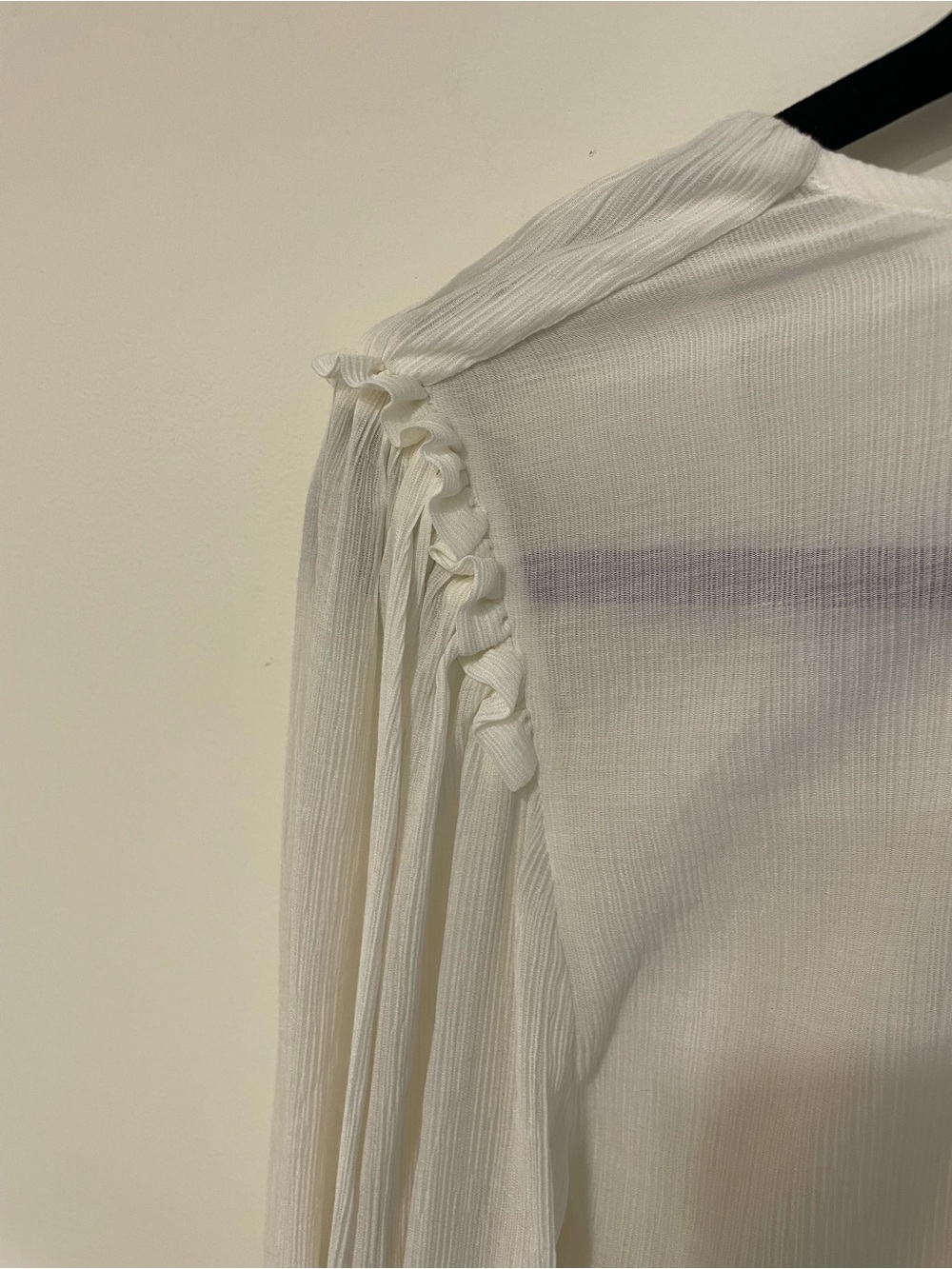 Free People Daia Ruched Deep V Peplum Blouse White Size M Like New - Picture 5 of 11